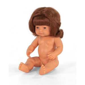 Miniland Doll - Anatomically Correct Baby, Caucasian Girl, Red Head 38 cm (UNDRESSED)