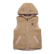 Load image into Gallery viewer, Reversible Hooded Yeti Vest Dusty Pink/Camel
