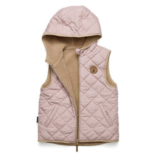 Load image into Gallery viewer, Reversible Hooded Yeti Vest Dusty Pink/Camel