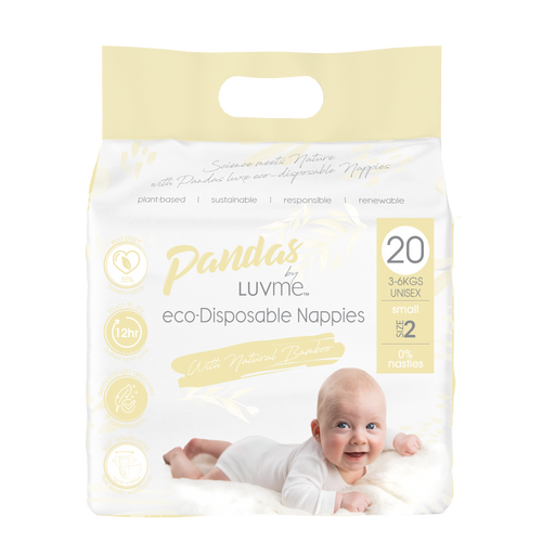 Panda Eco Nappies by Luvme, small size 2, One country Mouse Kids