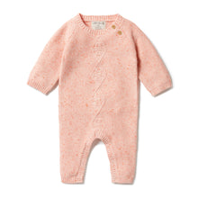 Load image into Gallery viewer, Knitted Mini Cable Growsuit - Silver Peony Fleck