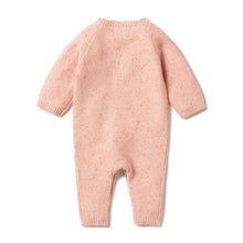 Load image into Gallery viewer, Knitted Mini Cable Growsuit - Silver Peony Fleck