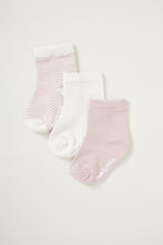 Load image into Gallery viewer, Baby Socks | Chalk Rose Stripe (3 Pack)