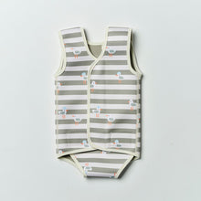 Load image into Gallery viewer, Natural Rubber Baby Wetsuit Sammy the Seagull Green Stripe
