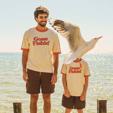 Load image into Gallery viewer, Gone Fishin Kids Boxy Ringer Tee in Off White

