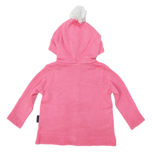 Hooded Lined Knit Jacket Hot Pink