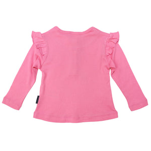 Cotton/Modal Frill Top Hot Pink