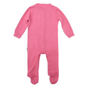 Textured Knit Romper Hot Pink