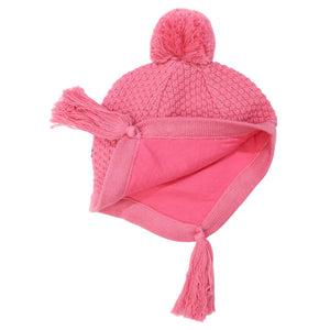 Textured Knit Beanie Hot Pink