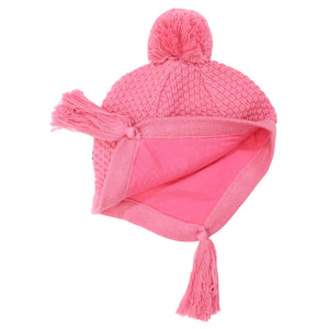 Textured Knit Beanie Hot Pink