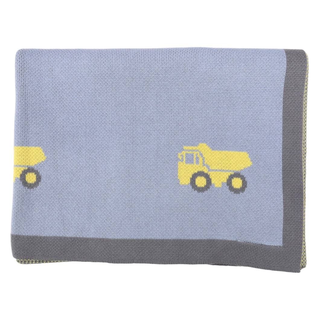 Truck Knit Blanket Blue