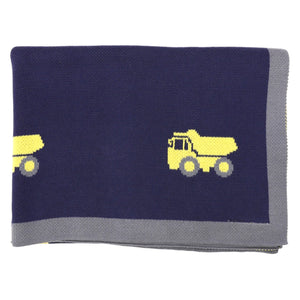 Truck Knit Blanket Navy