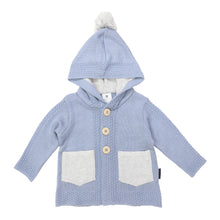 Load image into Gallery viewer, Hood Lined Knit Jacket Dusty Blue
