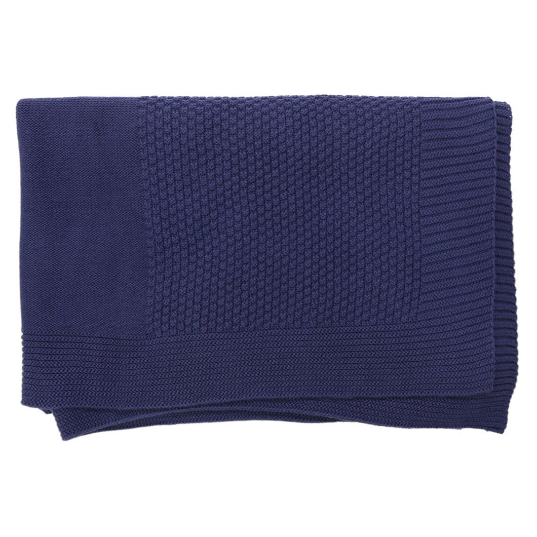 Textured Knit Blanket Navy