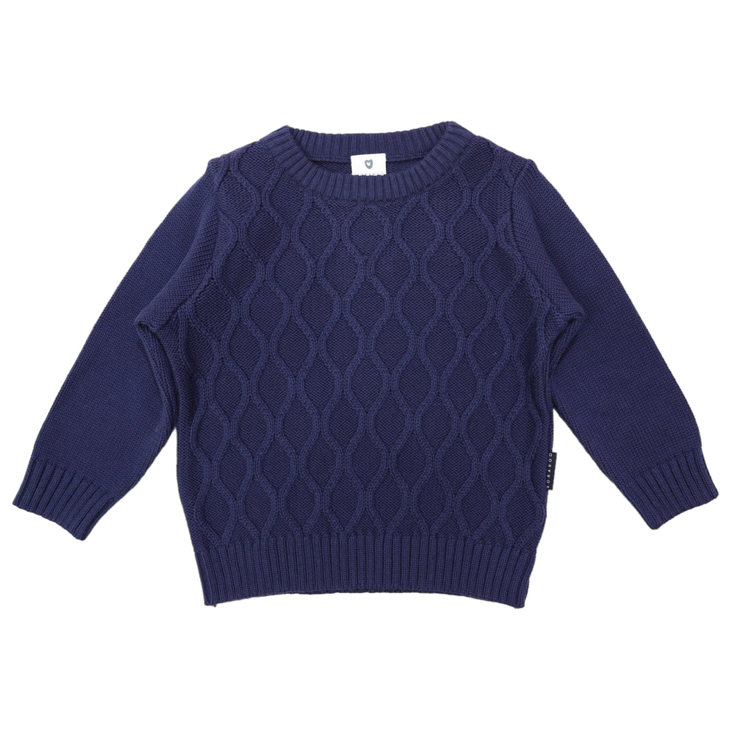 Pattern Knit Sweater Navy