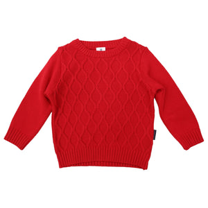 Pattern Knit Sweater Red