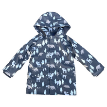 Load image into Gallery viewer, Bear Print Colour Change Sherpa Lined Raincoat Charcoal
