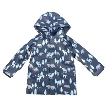 Load image into Gallery viewer, Bear Print Colour Change Sherpa Lined Raincoat Charcoal
