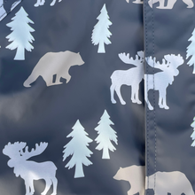 Load image into Gallery viewer, Bear Print Colour Change Sherpa Lined Raincoat Charcoal
