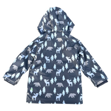 Load image into Gallery viewer, Bear Print Colour Change Sherpa Lined Raincoat Charcoal
