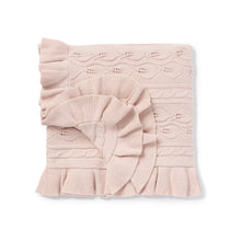 Load image into Gallery viewer, Blush Ruffle Cable Knit Blanket
