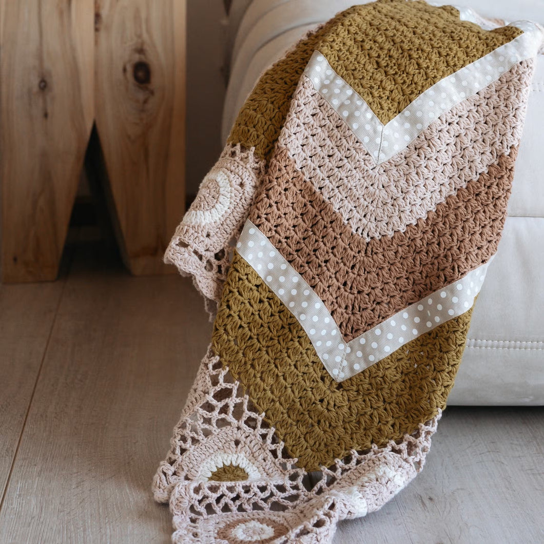 Chocolate Caramel Hand Crochet Blanket