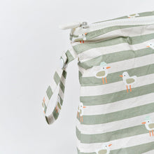 Load image into Gallery viewer, Kids Wet Bag Sammy the Seagull Green Stripe
