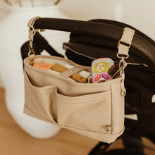 Load image into Gallery viewer, Dimple Faux Leather Stroller Organiser/Pram Caddy - Oat
