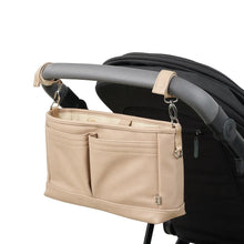 Load image into Gallery viewer, Dimple Faux Leather Stroller Organiser/Pram Caddy - Oat
