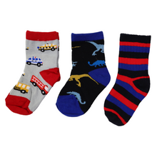 Load image into Gallery viewer, Cars &amp; Dinosaur Socks 5pk Assorted
