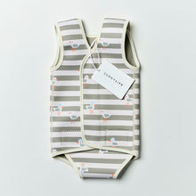 Load image into Gallery viewer, Natural Rubber Baby Wetsuit Sammy the Seagull Green Stripe
