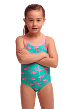 Load image into Gallery viewer, Toddler Girl's Printed One Piece Go Flamingo!
