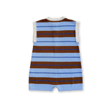 Load image into Gallery viewer, Organic Knitted Club Stripe Button-Up Romper - Bubble

