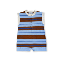 Load image into Gallery viewer, Organic Knitted Club Stripe Button-Up Romper - Bubble

