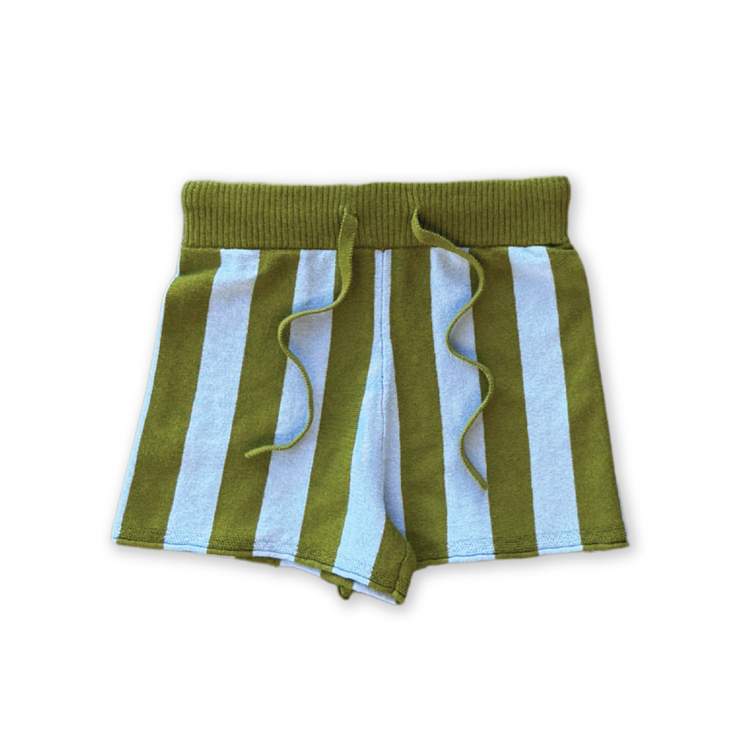 Organic Vertical Stripe Knit Shorts - Ocean & Leaf