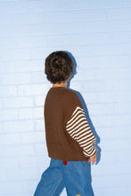 Load image into Gallery viewer, Organic Stripe Sleeve Knit Pull Over - Espresso
