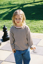 Load image into Gallery viewer, Organic Essential Stripe LS Knit Tee - Espresso
