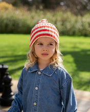 Load image into Gallery viewer, Organic Striped Pixie Rib Beanie - Sauce
