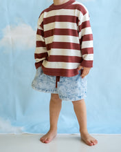 Load image into Gallery viewer, Organic Knitted Striped LS Tee - Maroon

