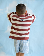 Load image into Gallery viewer, Organic Knitted Striped LS Tee - Maroon

