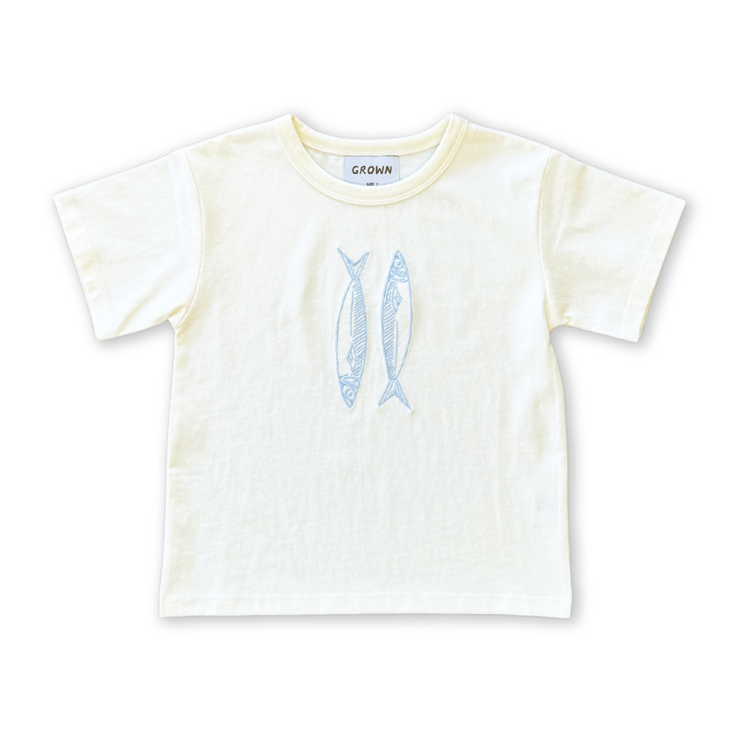 Ladies Organic Sardine Embroidered Tee - Milk