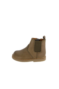 Leather Boot with Elastic Side - Tan