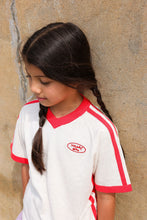 Load image into Gallery viewer, Organic Knitted Contrast Tee - Fiesta &amp; Coconut
