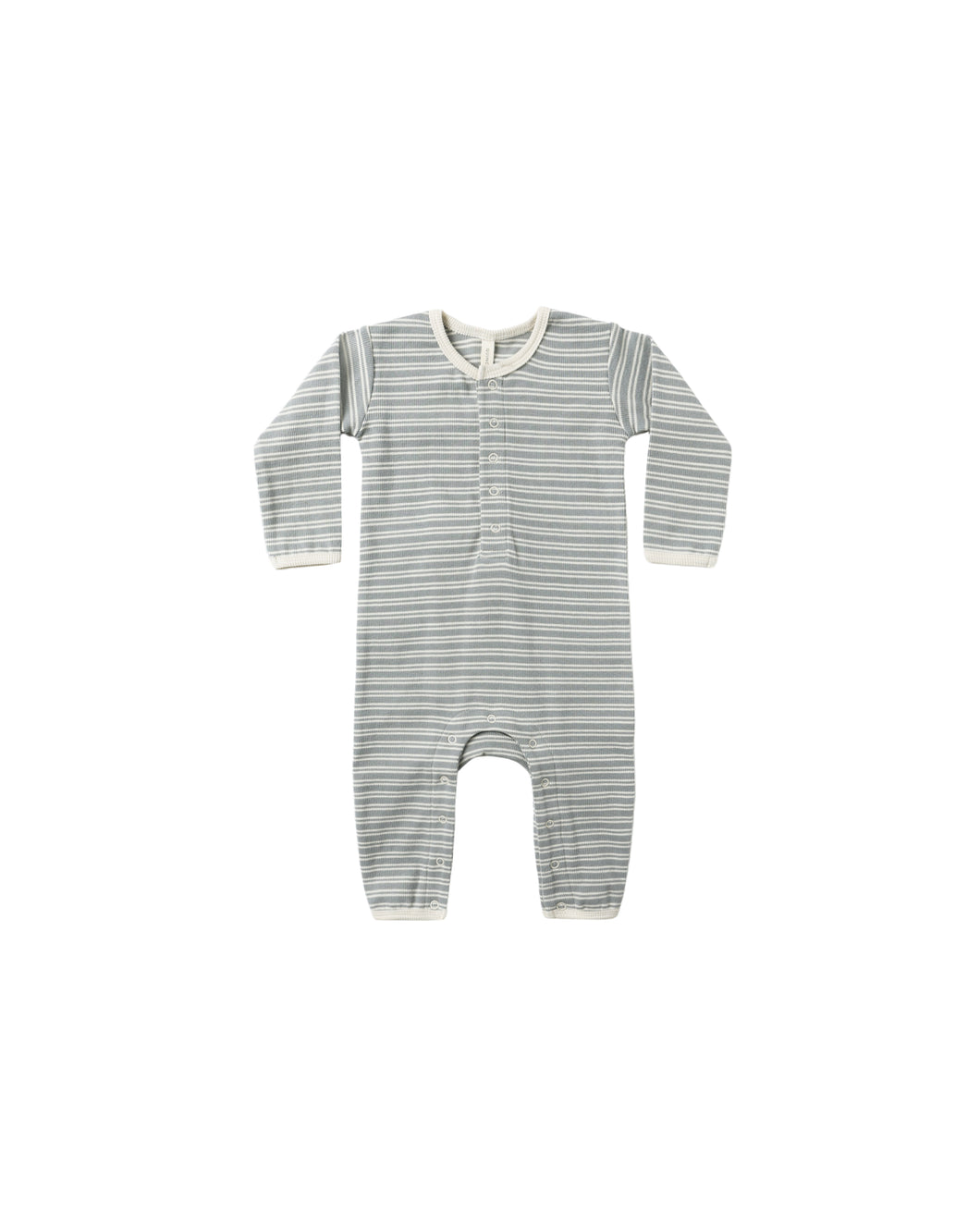 Ribbed Baby Jumpsuit || Steel Blue Micro Stripe