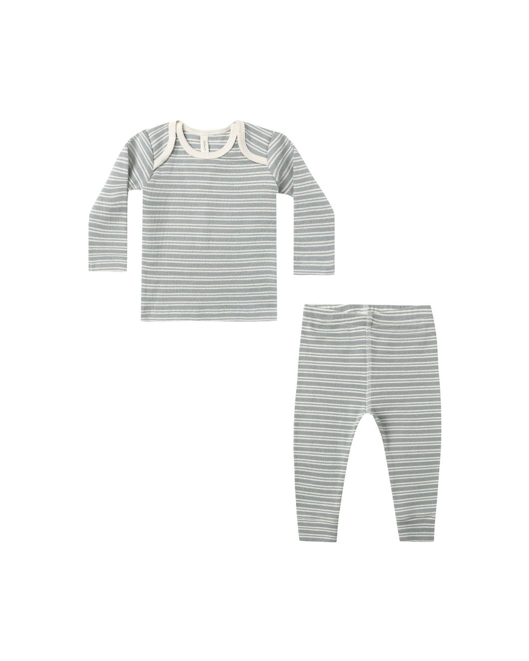Ribbed Tee + Legging Set || Steel Blue Micro Stripe