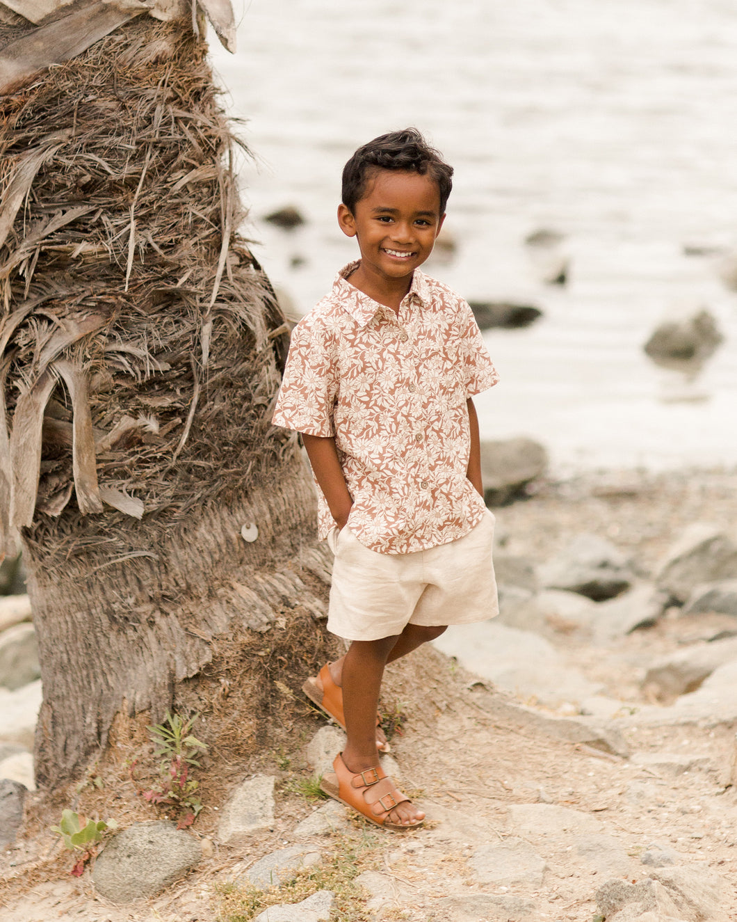 collared short sleeve shirt || plumeria