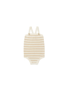 knit baby romper || sand stripe