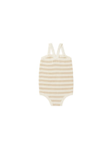 knit baby romper || sand stripe