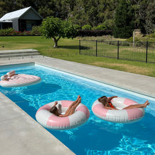 Load image into Gallery viewer, Luxe Tube Pool Ring Stole My Heart Pink Stripe
