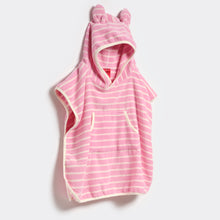 Load image into Gallery viewer, Kids Character Hooded Towel Cotton Candy Pink Stripe

